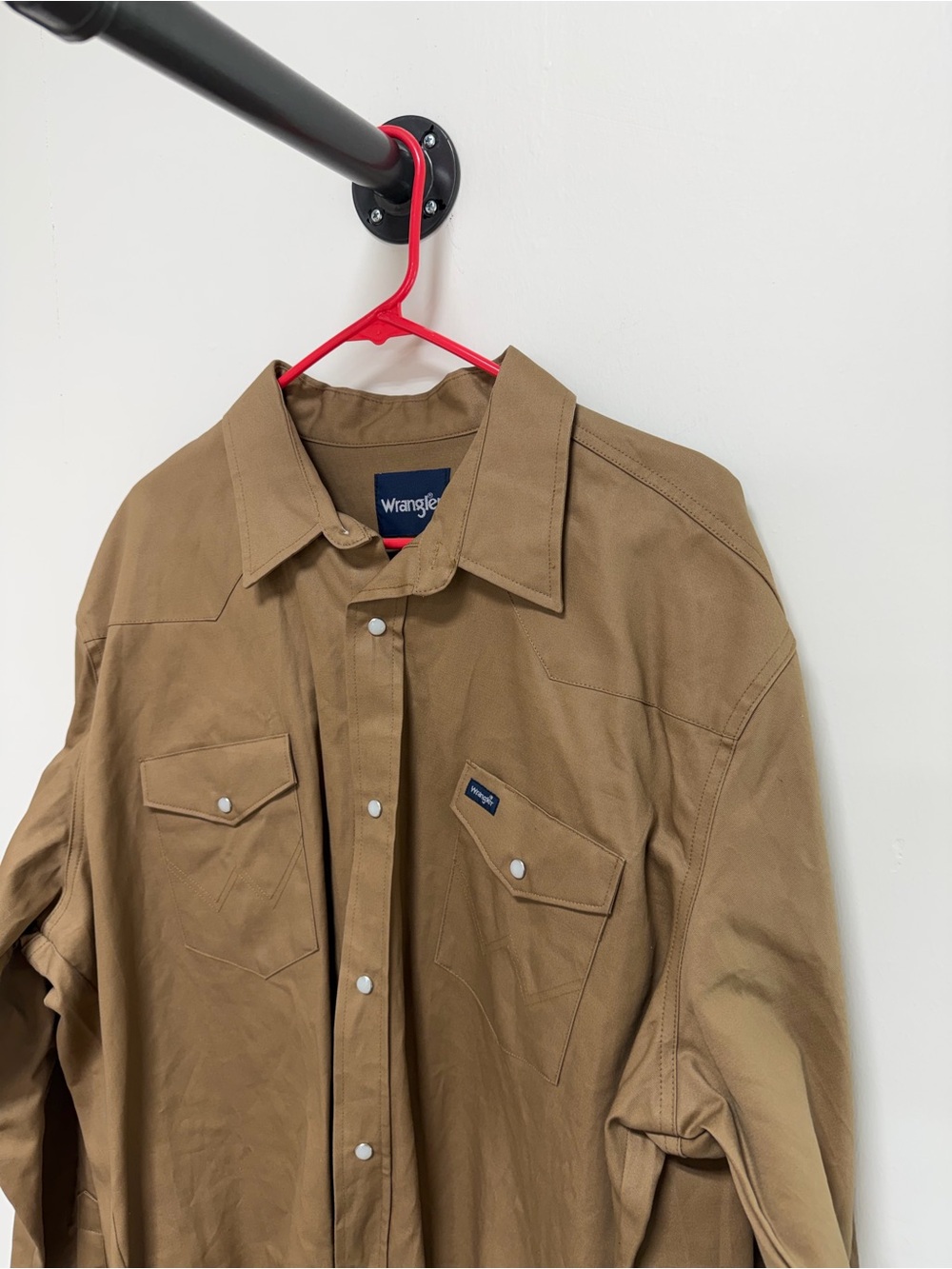 Wrangler Men’s 2XT Tan Western Pearl Snap Shirt Long Sleeve